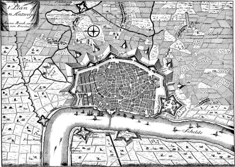 Antwerpen historische plattegrond middeleeuwen